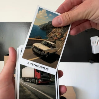 Magnetinės transporto priemonių kortelės vaikams – 32 skirtingos transporto rūšys (7.5 x 12 cm)